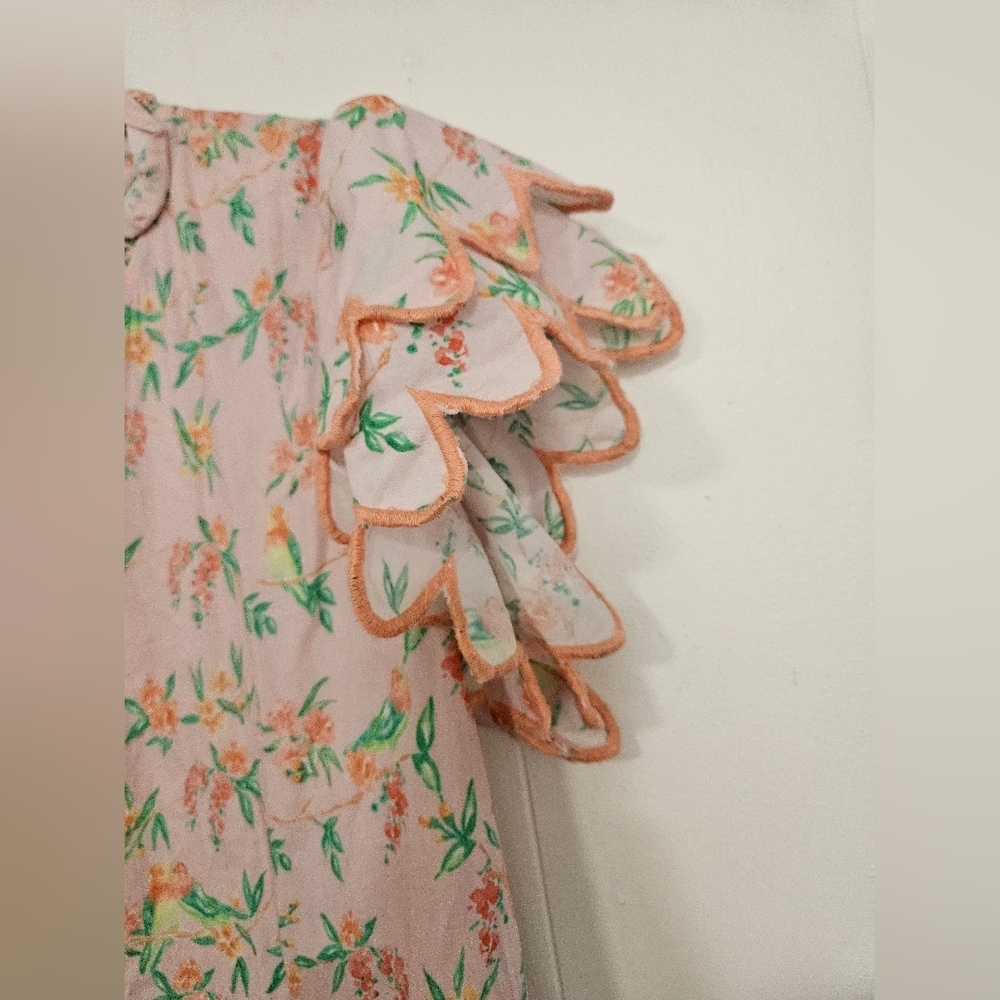 Victoria Dunn Pink Floral Ruffle Tiered Midi Dress - Picture 4 of 7